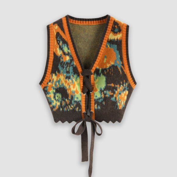 Cider Lace Up Contrast Binding Vest Size Small - Picture 1 of 9